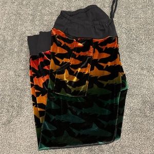 Rare Aviator Nation black rainbow velour shark pants small